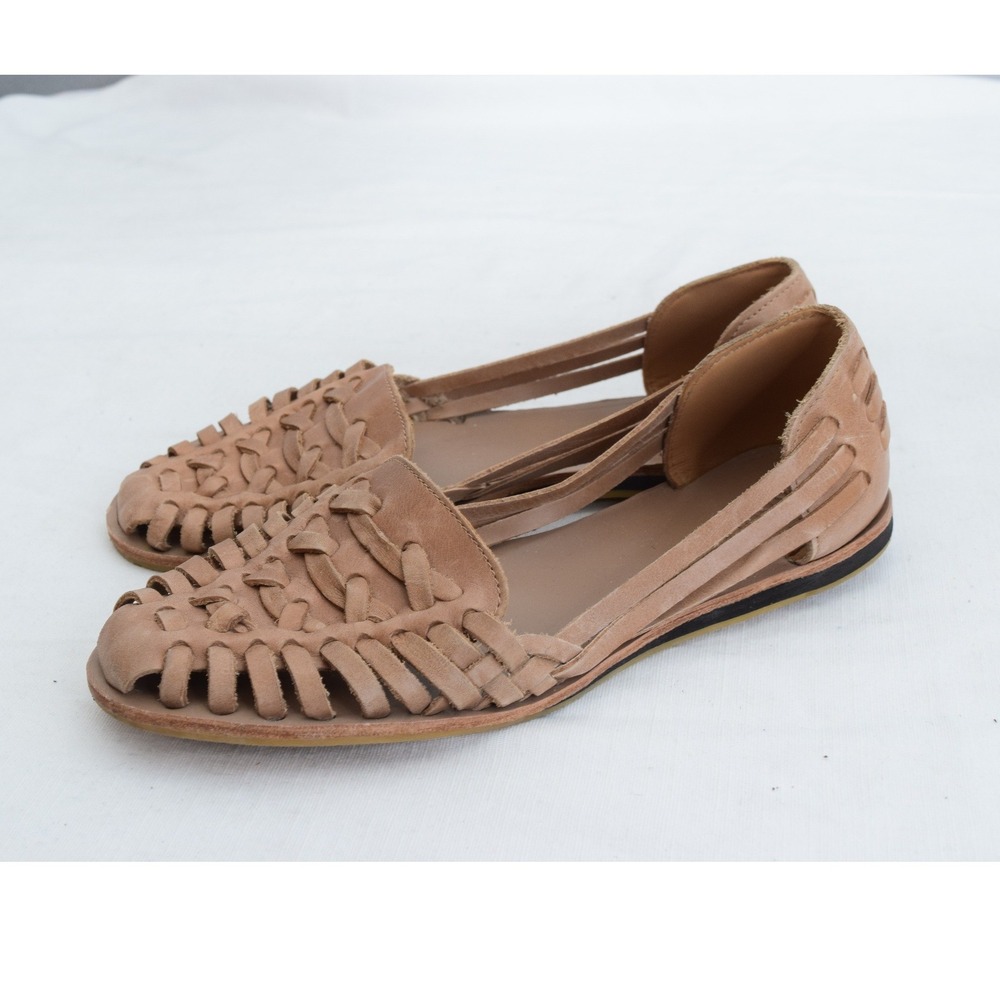 Nisolo Huarache Sandals 7 Brandy Woven Leather Flats Women Slip On